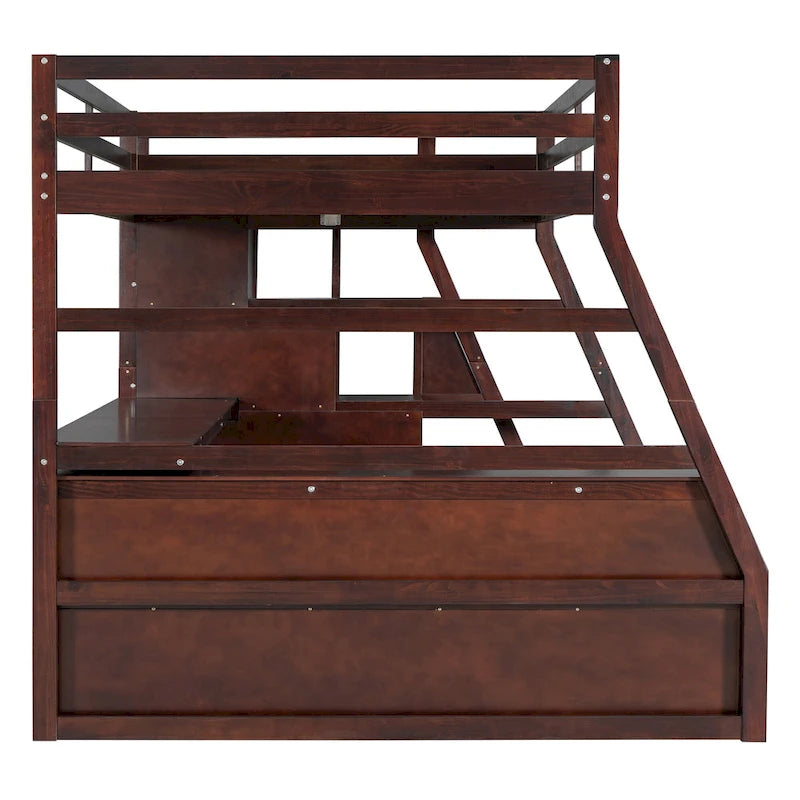 Full Size Loft Bed with 7 Drawers 2 Shelves and Desk