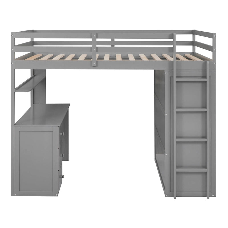 Full Loft Bed with Study Station, Wardrobe, Desk & Drawers