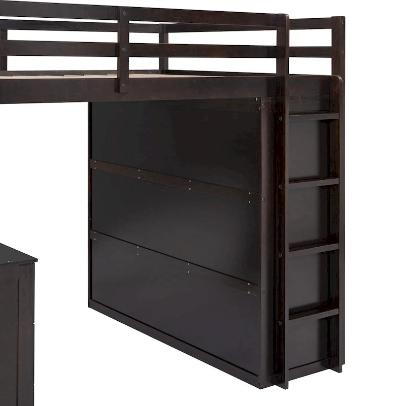 Full Loft Bed with Study Station, Wardrobe, Desk & Drawers