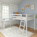 Twin-Size Low Loft Bed with Pull-Out Desk