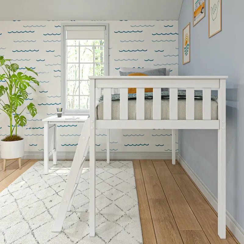 Twin-Size Low Loft Bed with Pull-Out Desk