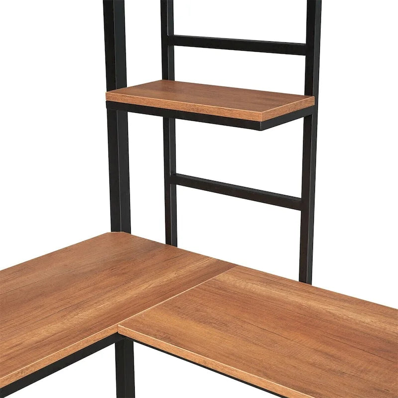 Twin Metal Loft Bed with Desk and Shelf