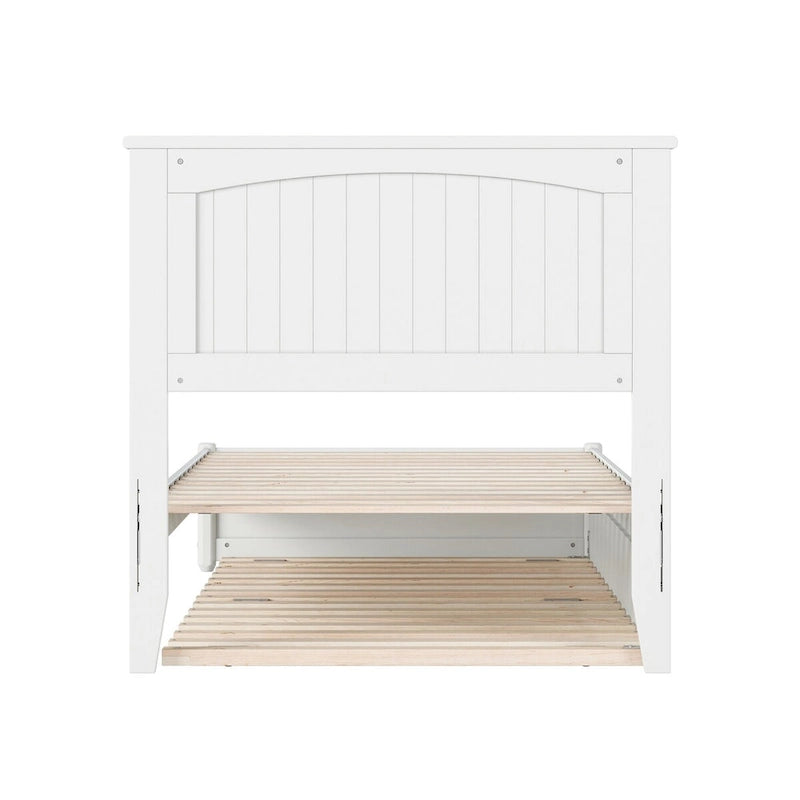 Platform Bed with Panel Footboard and Twin XL Trundle