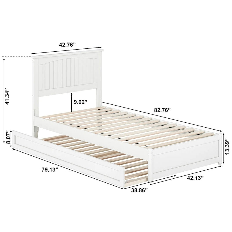 Platform Bed with Panel Footboard and Twin XL Trundle
