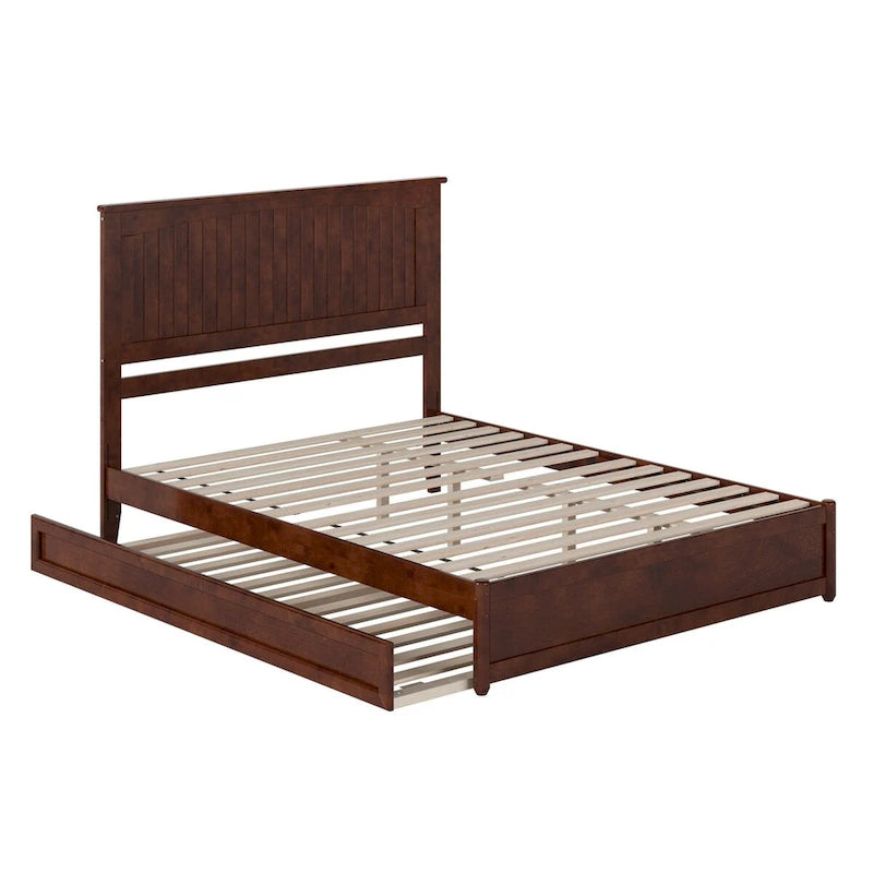 Platform Bed with Panel Footboard and Twin XL Trundle