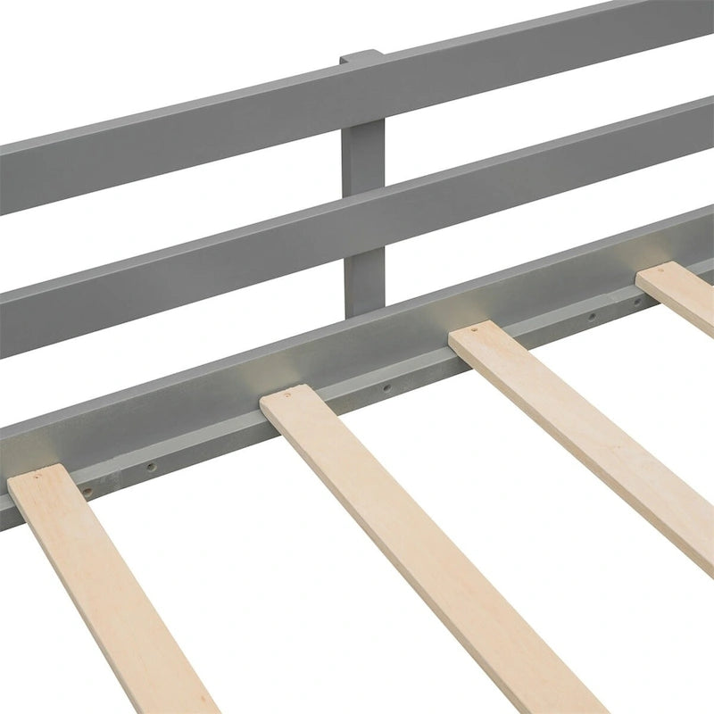 Twin Size Loft Bed Wood Bed with Two Storage Boxes