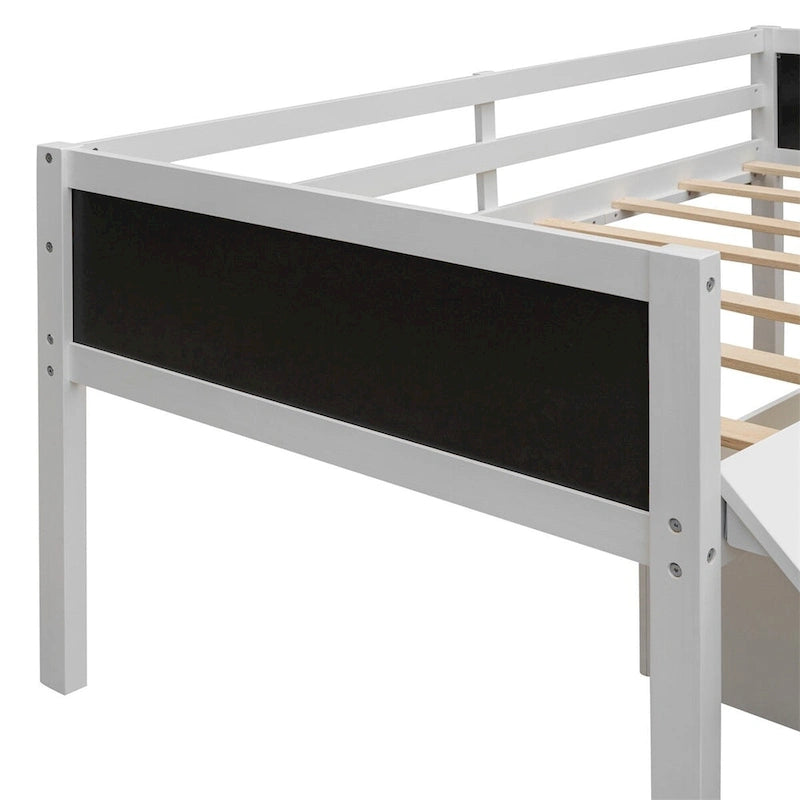 Twin Size Loft Bed Wood Bed with Two Storage Boxes