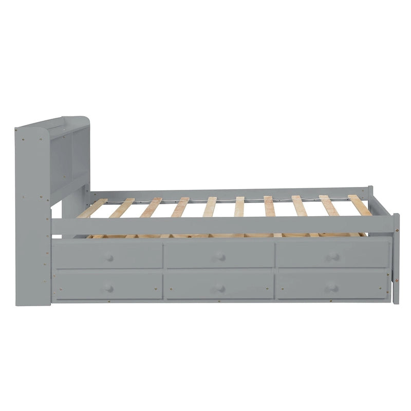 Twin Bed with Twin Trundle,Drawers