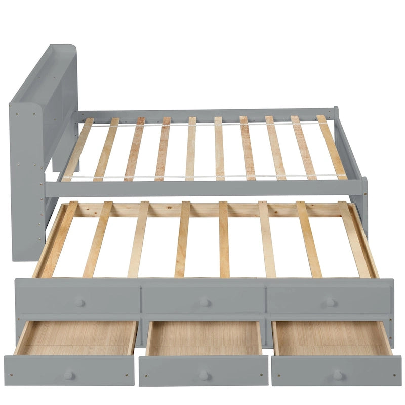Twin Bed with Twin Trundle,Drawers