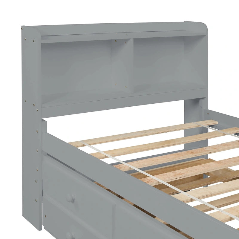 Twin Bed with Twin Trundle,Drawers