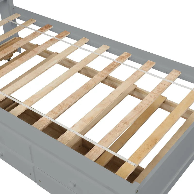 Twin Bed with Twin Trundle,Drawers