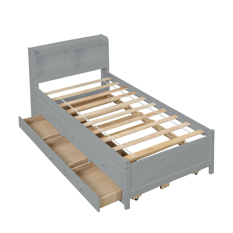 Twin Bed with Twin Trundle,Drawers