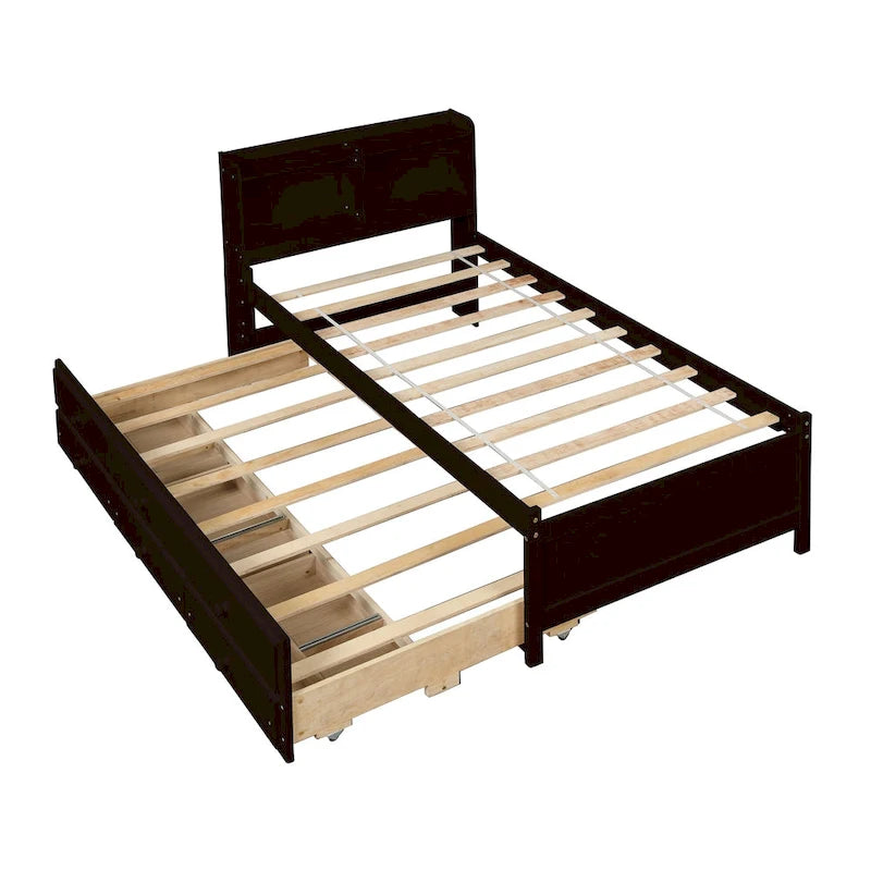 Twin Bed with Twin Trundle,Drawers