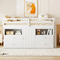 Twin Size Loft Bed with 4 Drawers, Underneath Cabinet and Shelves