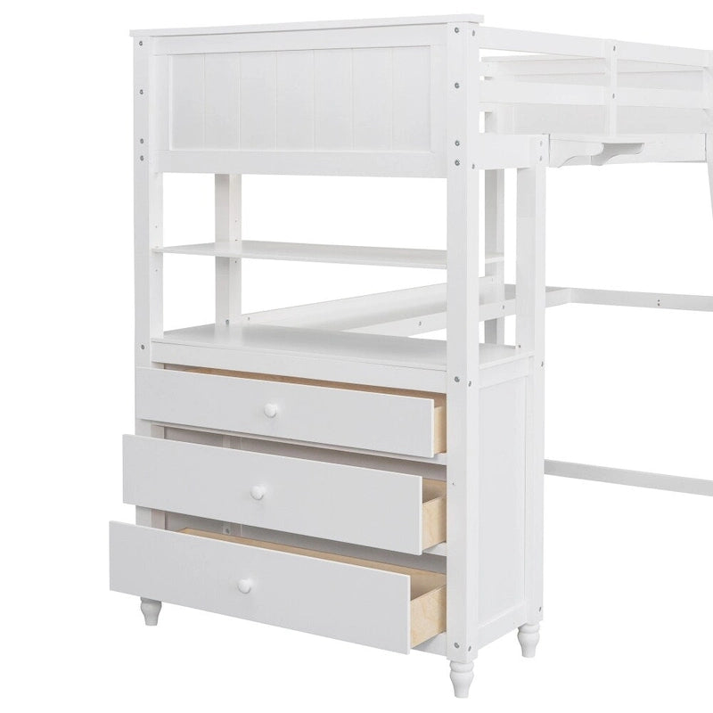 Twin Size Loft Bed with Drawers and Desk