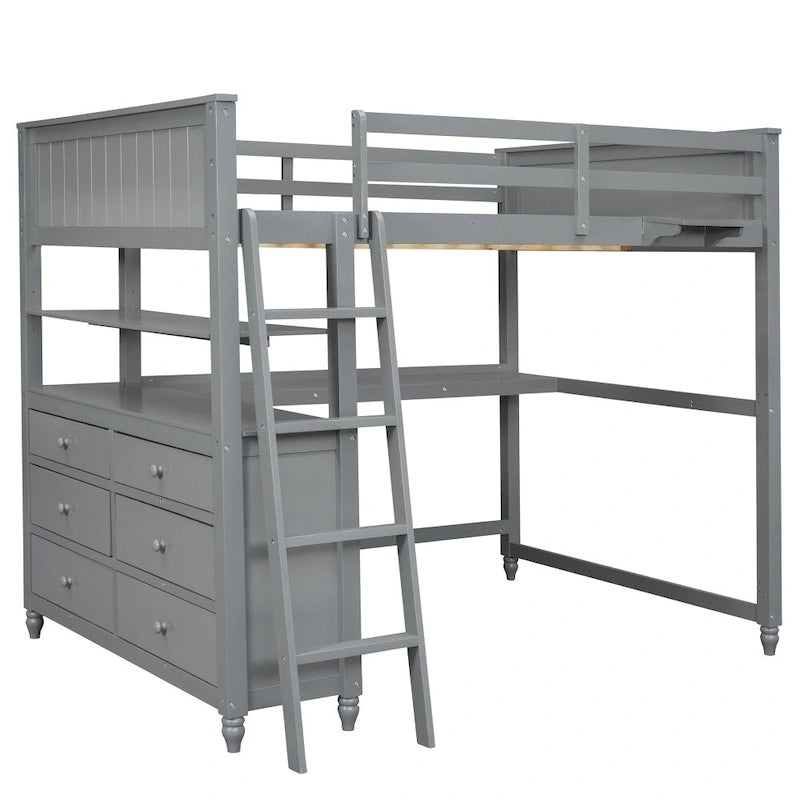 Twin Size Loft Bed with Drawers and Desk
