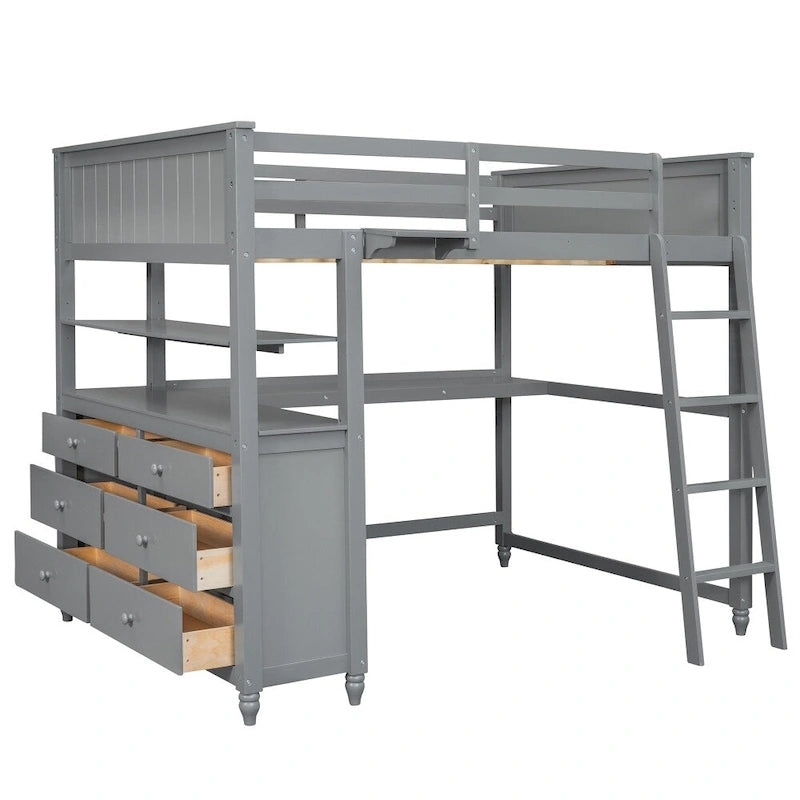 Twin Size Loft Bed with Drawers and Desk