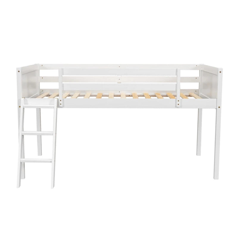 Twin Size Wood Low Loft Bed with Ladder