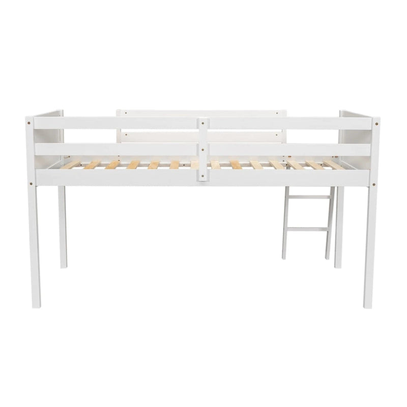 Twin Size Wood Low Loft Bed with Ladder