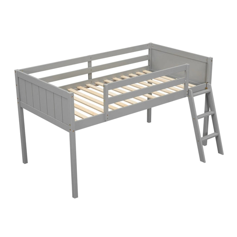 Twin Size Wood Low Loft Bed with Ladder