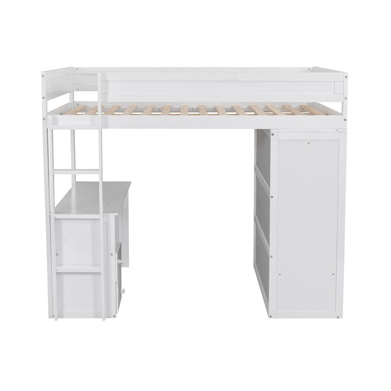 Wood with Wardrobes and 2-Drawer Desk with Cabinet