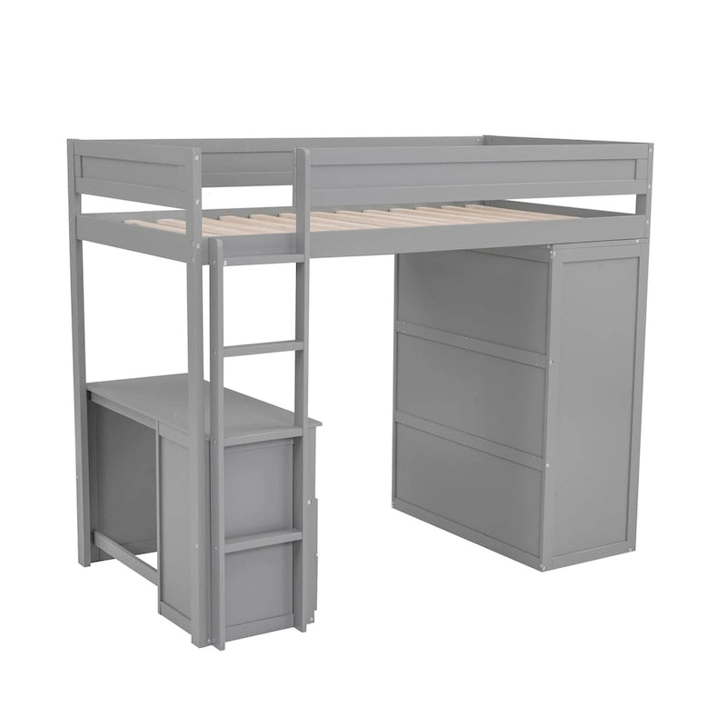 Wood with Wardrobes and 2-Drawer Desk with Cabinet