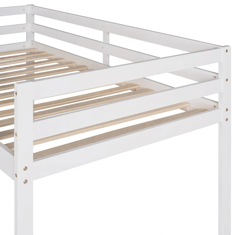Twin Size Solid Wood Loft Bed with Slide and Ladder