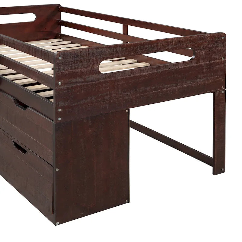 Twin Loft Bed with Shelves and drawers