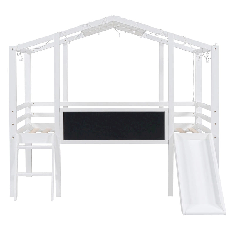 Twin Size Loft Bed with Ladder and Slide