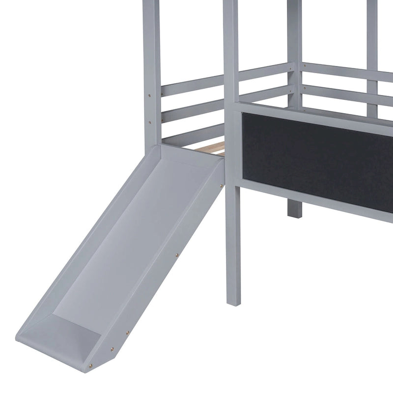 Twin Size Loft Bed with Ladder and Slide